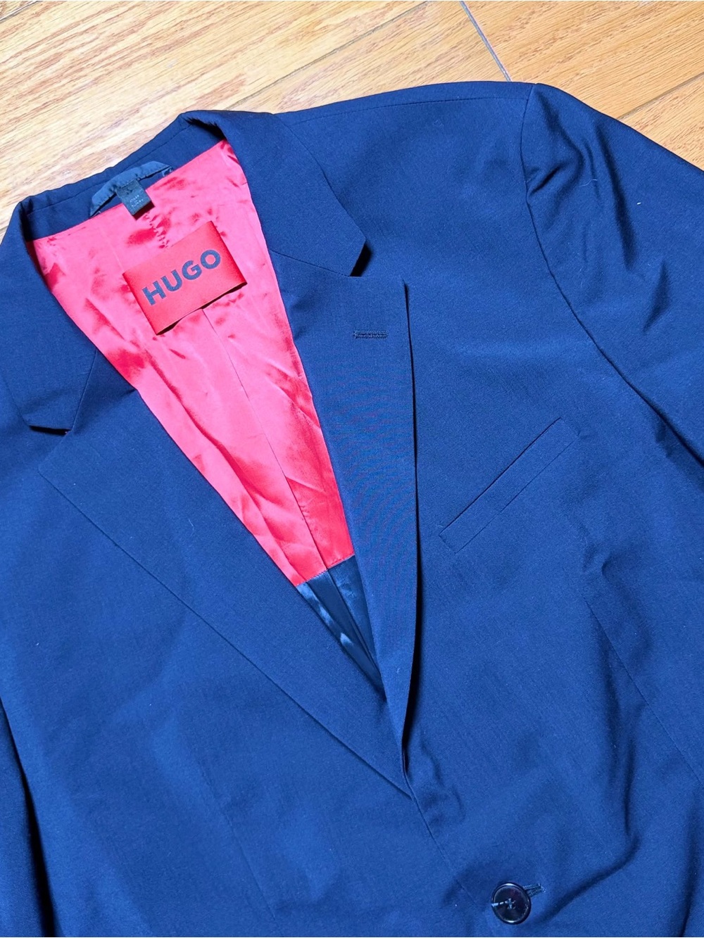HUGO Navy Blazer with Red Satin Lining